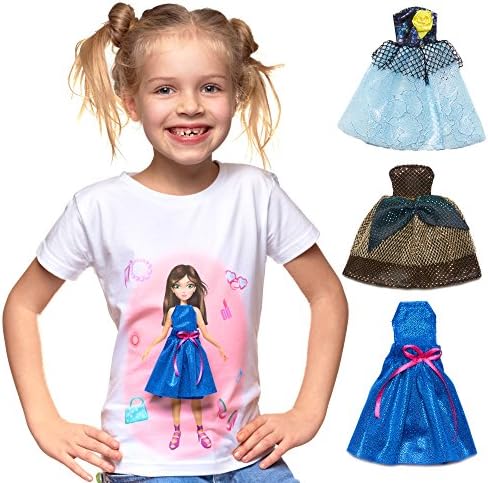 Girls' T-Shirt With 3 Doll Dresses Attached With Velcro For 4 5 6-12 Year Old Girl Gifts