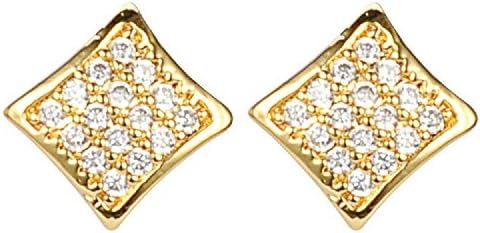 18k Gold Cubic Zirconia Square Stud Earrings