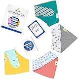 Baby Bandana Drool Bibs for Boys and Girls | Unisex 4-Pack Organic Cotton Drooling and Teething Bib Set, Reversible, Triple Layer, Soft and Absorbent + eBook by Babynho