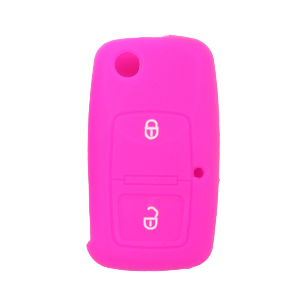 BROVACS Silicone Cover Protector Case Holder Skin Jacket Compatible with VOLKSWAGEN Passat Golf Bora Touran Polo 2 Button Flip Remote Key Fob CV9805 Rose