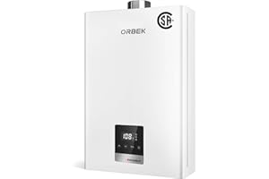 Natural Gas Tankless Water Heater - ORBEK 100,000 BTU Up to 4.3 GPM Indoor Installation - CSA Certified On-Demand Instant Hot Water Heater 3/4" NPT Connector Size