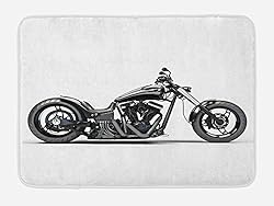 Ambesonne Manly Bath Mat, Custom Motorcycle