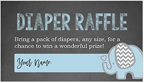 Blue Elephant Diaper Raffle Cards for a Baby Shower - 50 Count