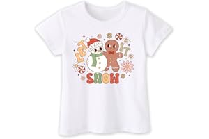 CHEERILULU Toddler Girls Christmas Shirt for Kids Boy, Happy Xmas Shirt, Santa Snowman Trees Dinosaur Digger String Lights Prints, 2-6T