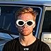 Clout Goggles Oval Sunglasses Mod Style Retro Thick Frame Fashion Kurt Cobain (White)