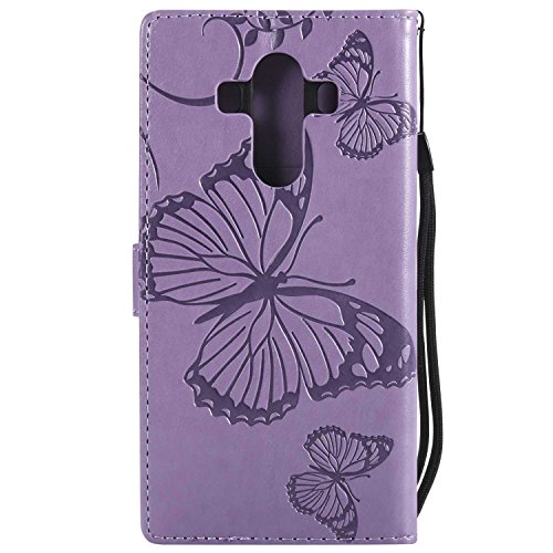 Huawei Mate 10 Pro Case, The Grafu Butterfly Embossing PU Leather Shockproof Stand Case, Flip Stand Function Protective Cover with Card Slots for Huawei Mate 10 Pro, Purple