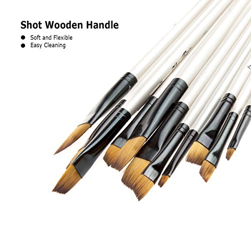 Angular Paint Brush, CBTONE 12pcs Nylon Hair Angled Paint Brushes Set