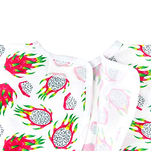Langsprit Baby Bib with Sleeves-Waterproof Infant/Toddler Bib with Pocket(6-24 Months),Dragon Fruit