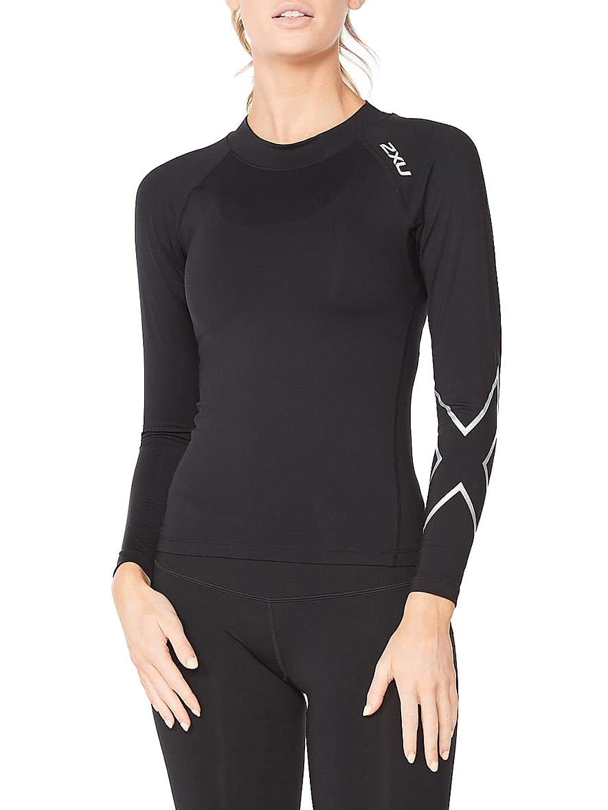 Photo 1 of 2XU Womens Ignition Compression Long Sleeve Shirt - for Training and Fitness - Black/Silver - Size Medium