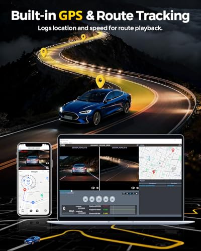 GKU 4K+4K Dash Cam Front and Rear, STARVIS 2 Sensor, 5.8GHz WiFi 6 Up to 20MB/s Download, HDR Night Vision, Dash Camera for Cars with GPS, Voice Control, 24/7 Parking Mode, 128GB Card Included