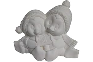 CREATIVE KREATIONS CERAMICS Penguin Cuddle Couple 7" w Ceramic Bisque, Ready to Paint
