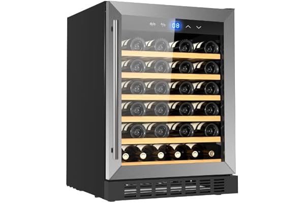 Metal Built-in or Freestanding Single Door Wine Cooler 46 Bottles Single Zone Dual Temperature 24 Inch Wine Refrigerator Cooler with Touch Control Perfect for Home & Commercial Use â€“ Single Zone Wine
