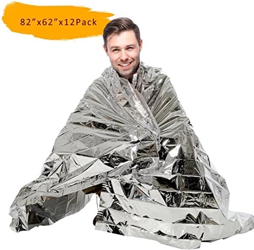 PAMASE [12 Packs/6 Packs 210 * 160 CM Extra Large Emergency/Survival Blanket - Moistureproof and 90% Heat Retention