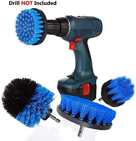 Drill Brush Electric Drill Scrub Brush Drill Cleaning Attachment Kit for Bathroom Shower and Tub,Kitchen Tiles,Cars,Carpet 4 Pack (Blue)