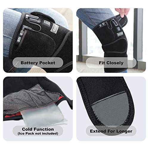 HOOCUCO Heated Knee Brace Wrap Support, Wireless Portable Rechargeable
