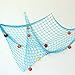 Bilipala Rustic Decorative Fishing Net Wall Decor with Seashells, Nautical Style Wall Hangings Ornaments, Blue
