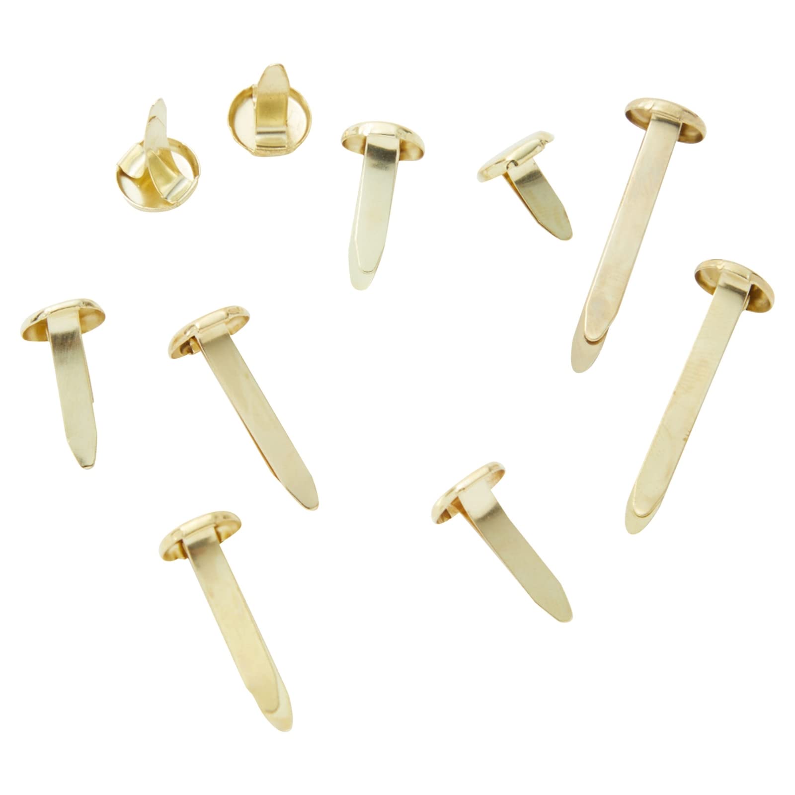 Juvale Mini Flat Head Paper Brads for Crafts - 500 Piece, 5 Sizes (0.37-1 in), Gold Brass Split Pins - Assorted Paper Fasteners & Brad Pins with Foldable Backs