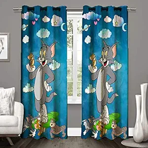 SB INDIA Polyester 3D Cartoon Digital Printed Fancy Window Curtains for Kids Room - Set of 1 (Multicolor, 5 Feet)