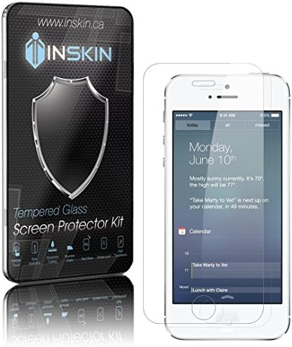 [2-PACK] Inskin™ Ultra Slim 0.3mm HD Tempered Glass Screen Protector kit for Apple® iPhone SE [2016] / iPhone 5 / 5C /5S. Polished edges. Oleophobic coating. 9H Hardness. Inskin™ Retail Packaging.