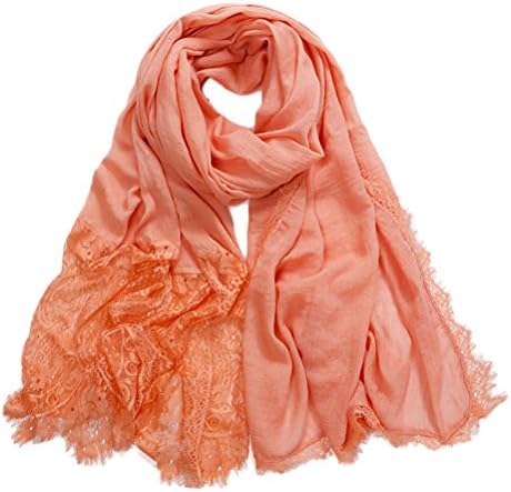Zhhmeiruian Women Fashion Lace Splicing Cotton Scarf Muslims Head Shawl Scarves