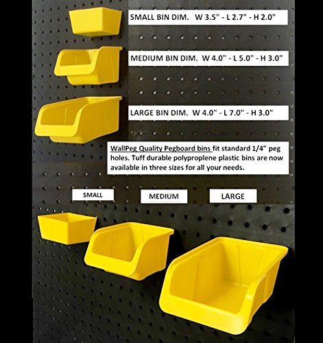 WallPeg Garage Storage System with Panels, Bins, Peg Board Hooks and Panel Set - Tool Parts and Craft Organizer (Kit with 8 Bins)