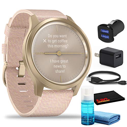ایگرد | قیمت و خرید Garmin vivomove Style Hybrid Smartwatch (42mm, Light  Gold Aluminum Case Woven Nylon) with USB Adapters and Cleaning Kit