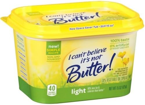 I Cant Believe Its Not Butter Light Yellow Spread, 15 Ounce -- 8 per case.