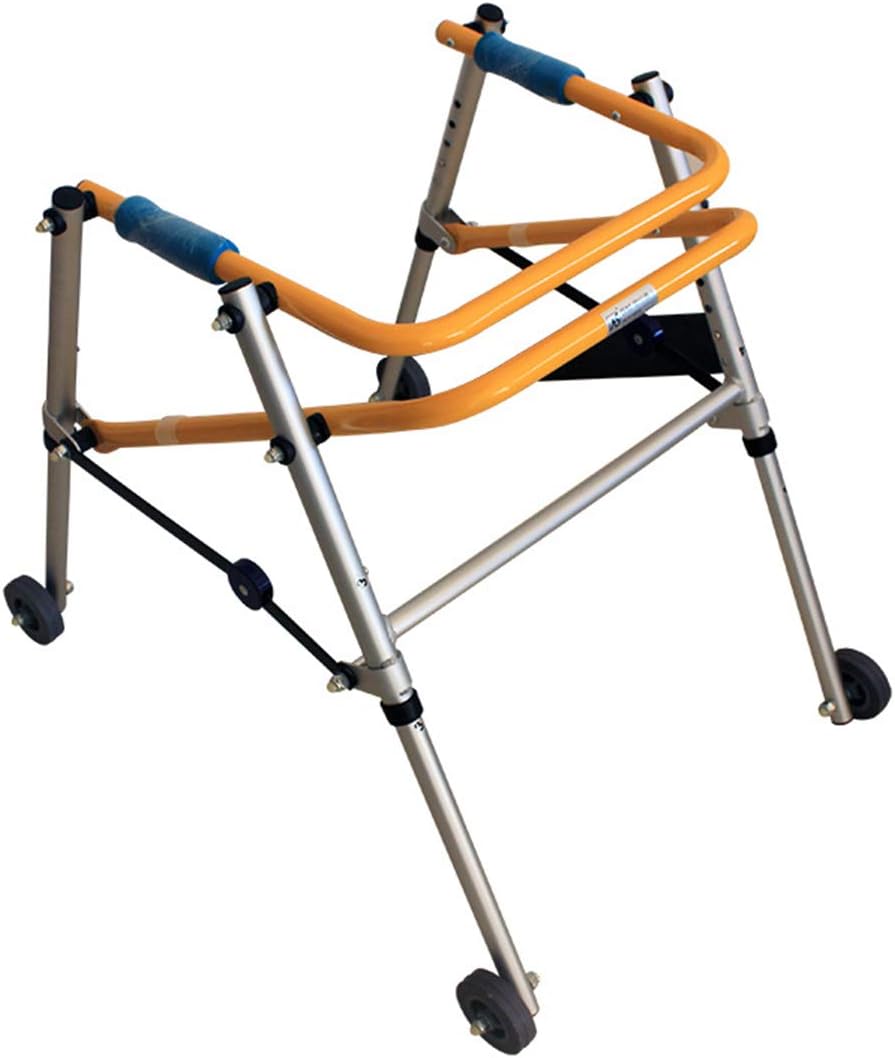 Autopeck Foldable Standard Walkers Child Wheeled Aluminum Alloy Walker Adjustable Height Lower Limb Rehabilitation Aids Training Stand Lightweight Pulley Walking Frames -