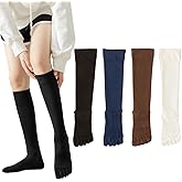 IECSHDU Knee High Toe Socks for Women - 4 Pairs Five Toe Knee High Boot Socks for Yoga, Pilates, Outdoor Sport, Athletic
