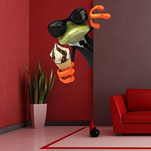 Cool Frog Ice-Cream Full Color Wall Decal, Cool Frog Ice-Cream Full Color Wall Sticker, K-925 FRST(33"X40")
