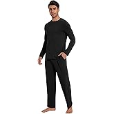 WiWi Mens Pajamas Set Viscose from Bamboo Long Sleeve Sleepwear Knit Nightwear 2 Pieces Loungewear Sets with Pants S-XXL