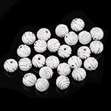 ILOVEDIY 200pcs White Round Spiral Acrylic Loose Beads in Bulk 10mm for Jewelry Making