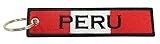 Peru Flag Key Chain, 100% Embroidered