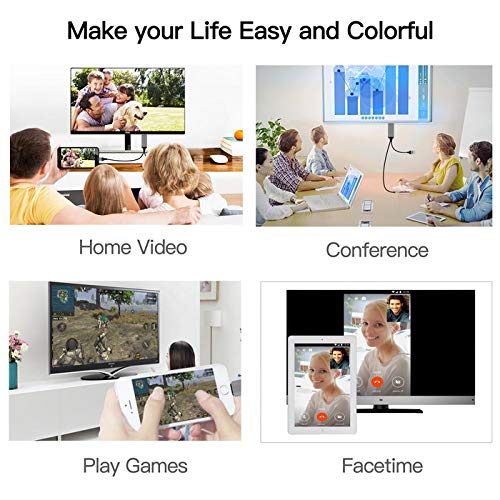 Kicoeoy HDMI Adapter Cable, 6.6ft Digital AV Adapter 1080P HDTV Cord Compatible with Phone X 8 7 6 Plus Pad Pod Phone to HDMI Cable, Plug and Play for TV Projector Monitor