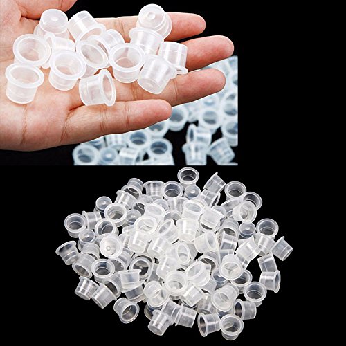 Tattoo Ink Caps - Autdor 300Pcs Tattoo Ink Cups Hot Sale White Plastic Disposable Microblading Makeup Tattoo Caps Mixed Sizes Pigment Cups #9 Small #13 Medium #16 Large for Tattooing, Tattoo ink - Thumbnail 3