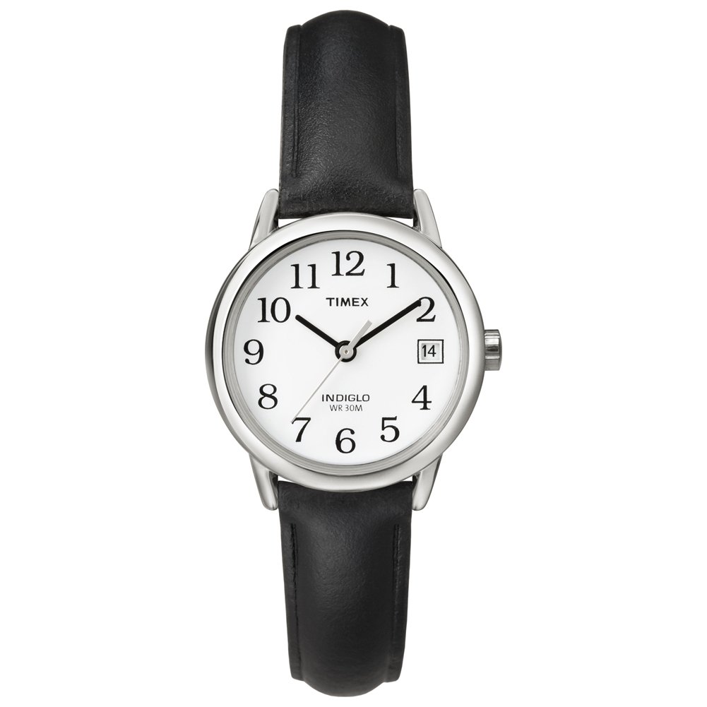 Timex T2H331 Ladies Classic Watch with Black Leather Strap
