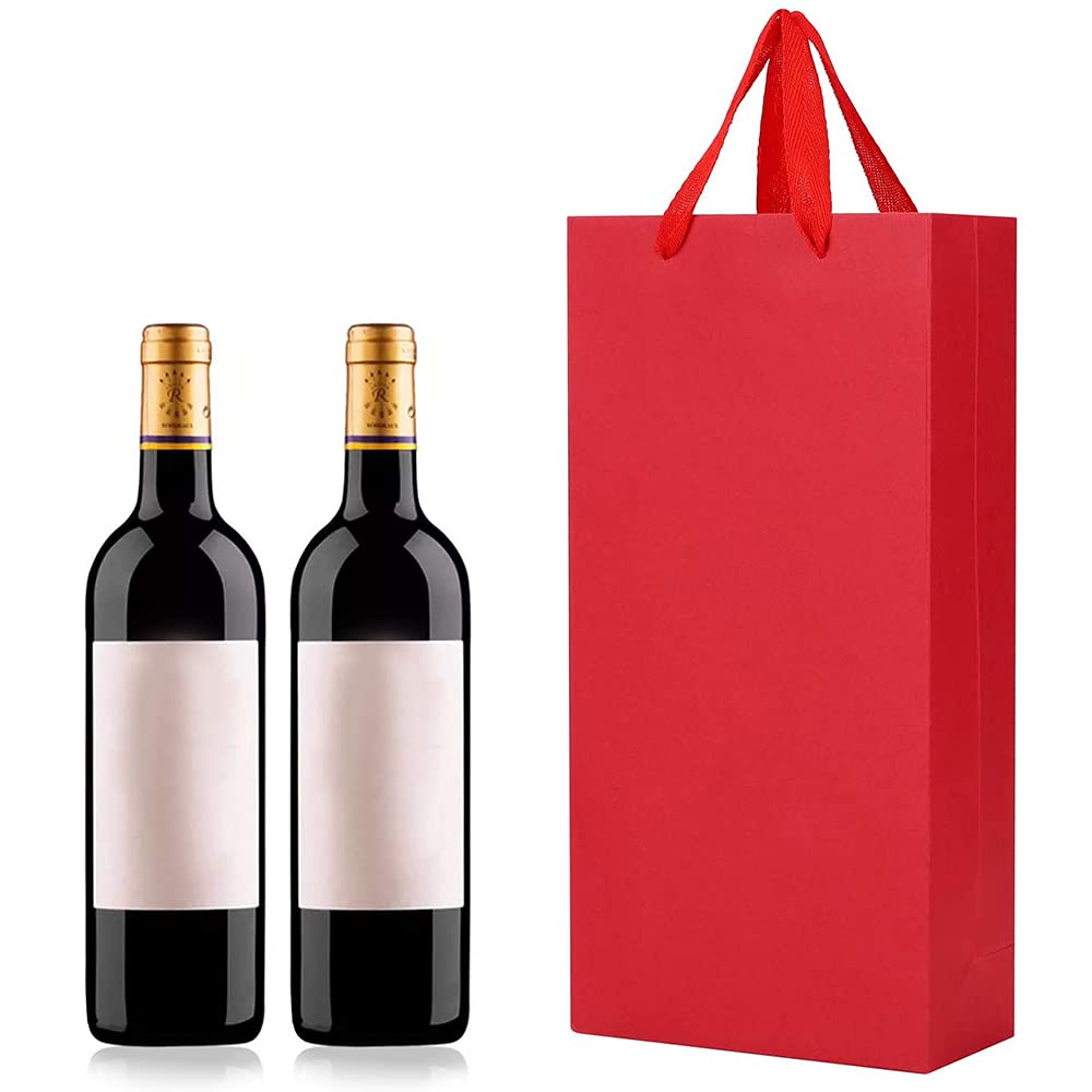 10 Pack Sturdy Bottle Gift Bags Wine Champagne Paper Gift Bags with Rope Handles Drink Gift Bags Carrier Single Bottle Holder Tote Bags for Party Birthday Wedding Anniversary Celebration