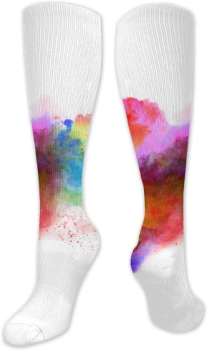 Funny Knee High Socks Explosion Colored Powder Isolated On White High