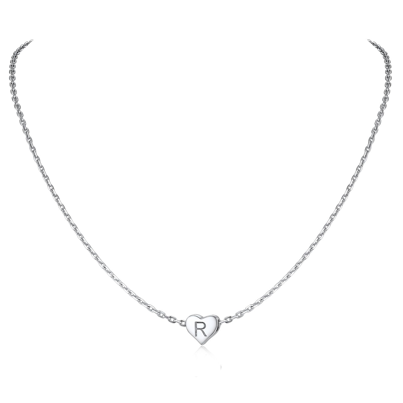 Womens Necklace Silver Heart Necklace Cute Necklaces Choker Initial Necklace Name Necklace