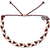 Pura Vida Bracelet Braided Womens Stackable Bracelet, One Size, Maroon/Tan/White