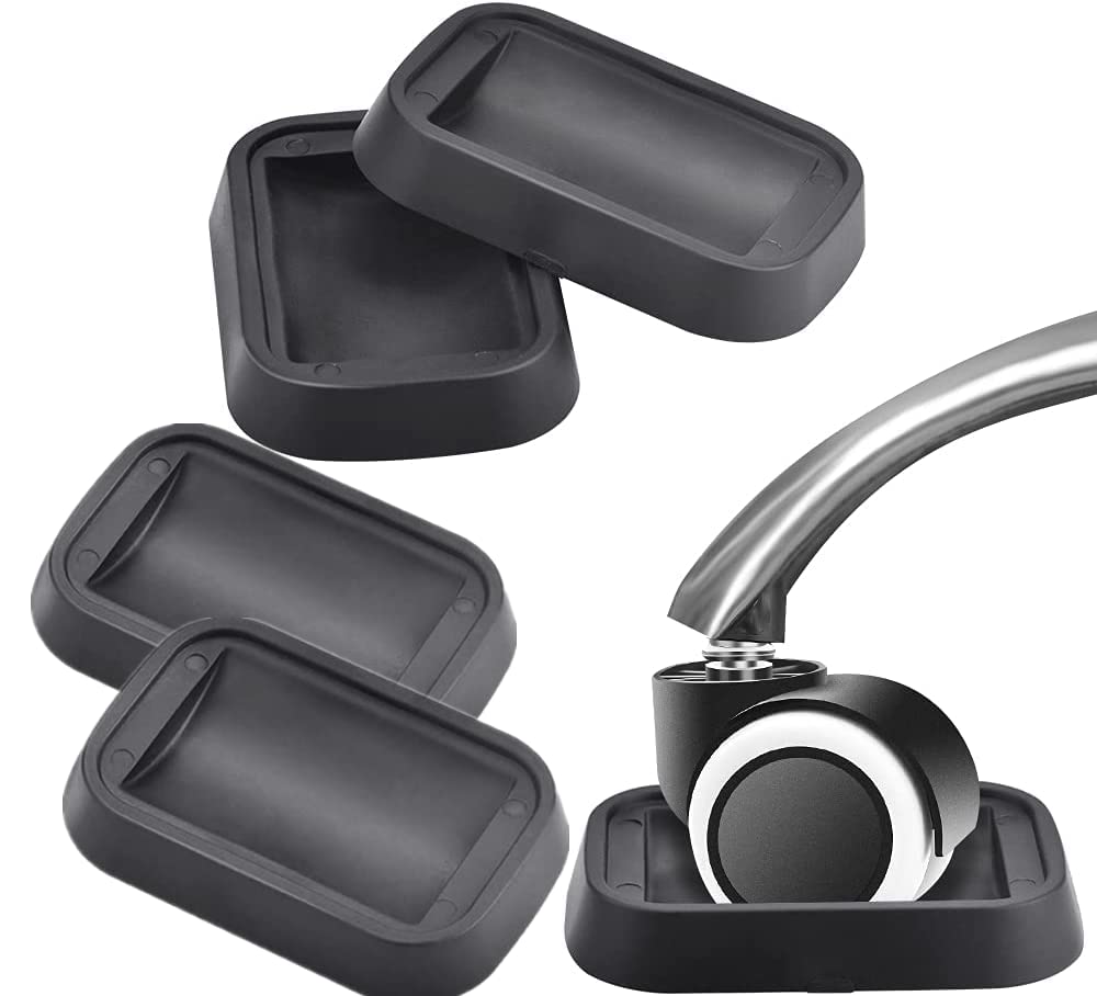 QUCUMER 5 Pcs Furniture Castor Cups, Rubber Caster Cups Anti-Sliding Floor Grip Bed Caster Cups Non Slip Furniture Coasters Floor Protectors for All Floors & Wheels of Furniture, Sofas, Bed (Black)