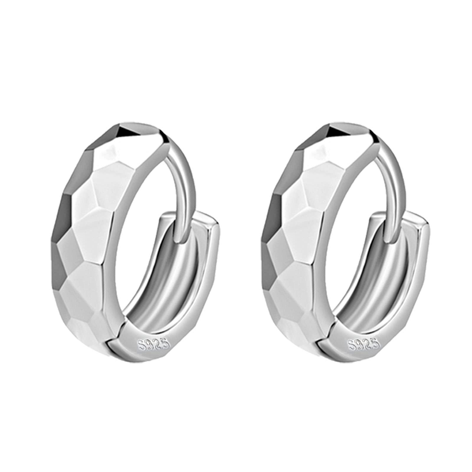 Sfoni® Small Silver Hoop Earrings, 925 Sterling Silver Post Lightweight Sleeper Hoops Earring Silver Earrings for Women Girls Men Gifts Gift for Christmas