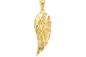 RELIGIOUS JEWELRY BY FDJ 14K Gold Textured Single Angel Wing Charm Pendant - Choice of Metal