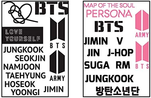 BTS Merchandise Instant Temporary Tattoo Stickers For Army BTS World Tour 2 Sheets 24 Patterns