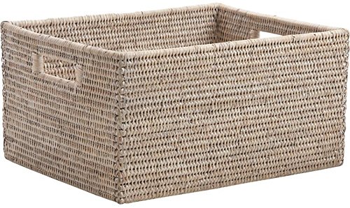 Amazon.de: Aufbewahrungsbox Rattan weiß 38 x 30 x 20 cm