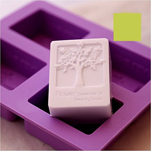 6MILES 2017 Newest Design Purple 4 Cavity Flower Tree DIY Silicone Soap Mold Cupcake Baking Mold Muffin Pan Handmade Art Craft Soap Making Molds Kitchen Tool Set