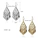 Ancient Gold Silver Plated Hollow Geometric Leaves Tassel Dangle Earring (Gold)
