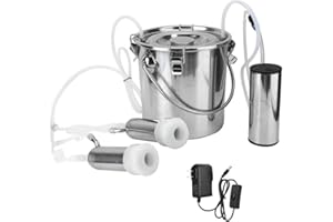 Electric Milking Machine, 5L Portable Double Head Stainless Steel Cow Goat Sheep Milker for Farm Household Use with 100-240V 