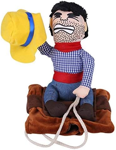 Pet Dog Costume Funny Cowboy Riders Clothes Dogs Outfit Knight Style Clothes with Doll and Hat for Halloween Cosplay Party(L)