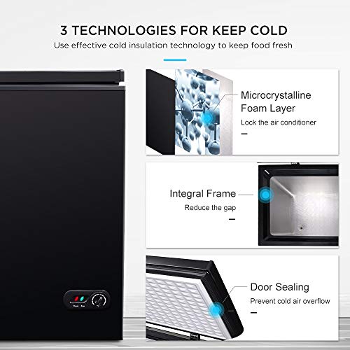 ADT Chest Freezer FreeStanding Top Door Freezers 6.8℉ to 4℉ (Matte